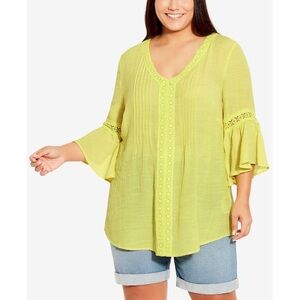 Avenue Bright Yellow Lace Trim Tunic